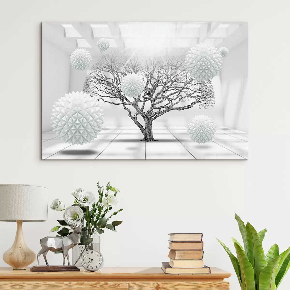 carta da parati Bianco, pianta e albero nr. s02828