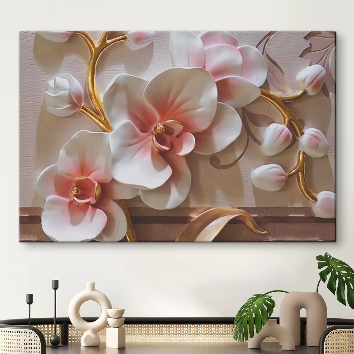 carta da parati Orchidee con steli dorati nr. s03264