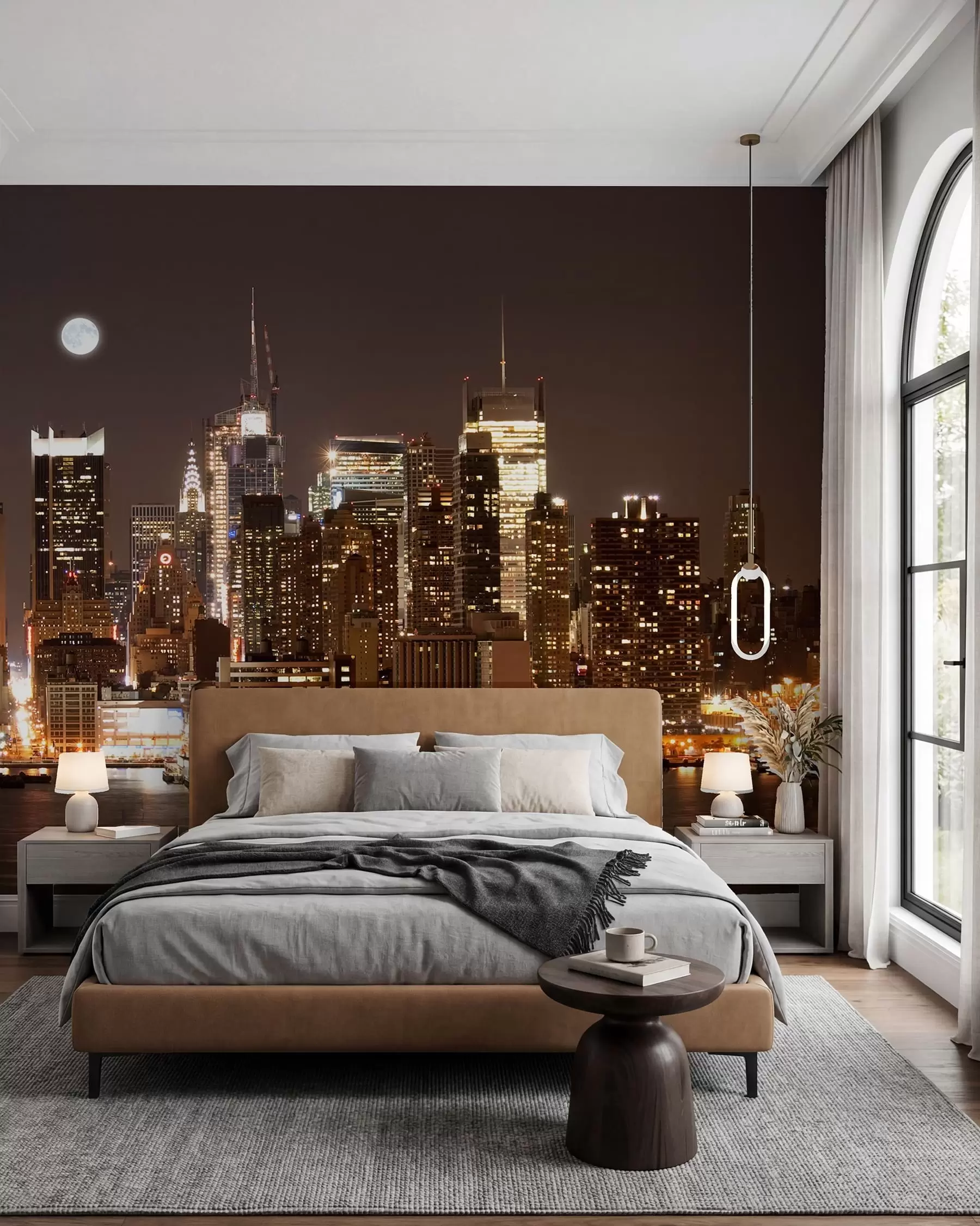 Carta da parati con la vista di città Lungomare di New York 