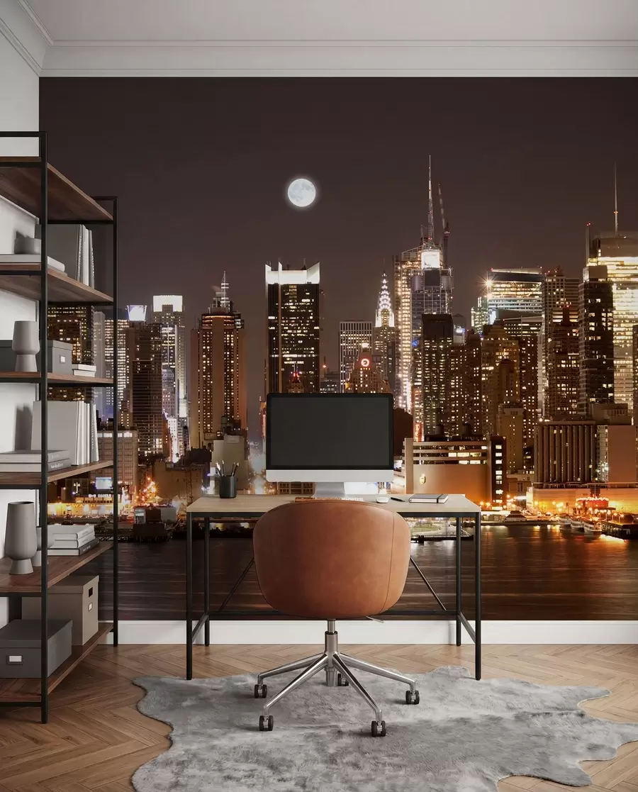Carta da parati con la vista di città Lungomare di New York 