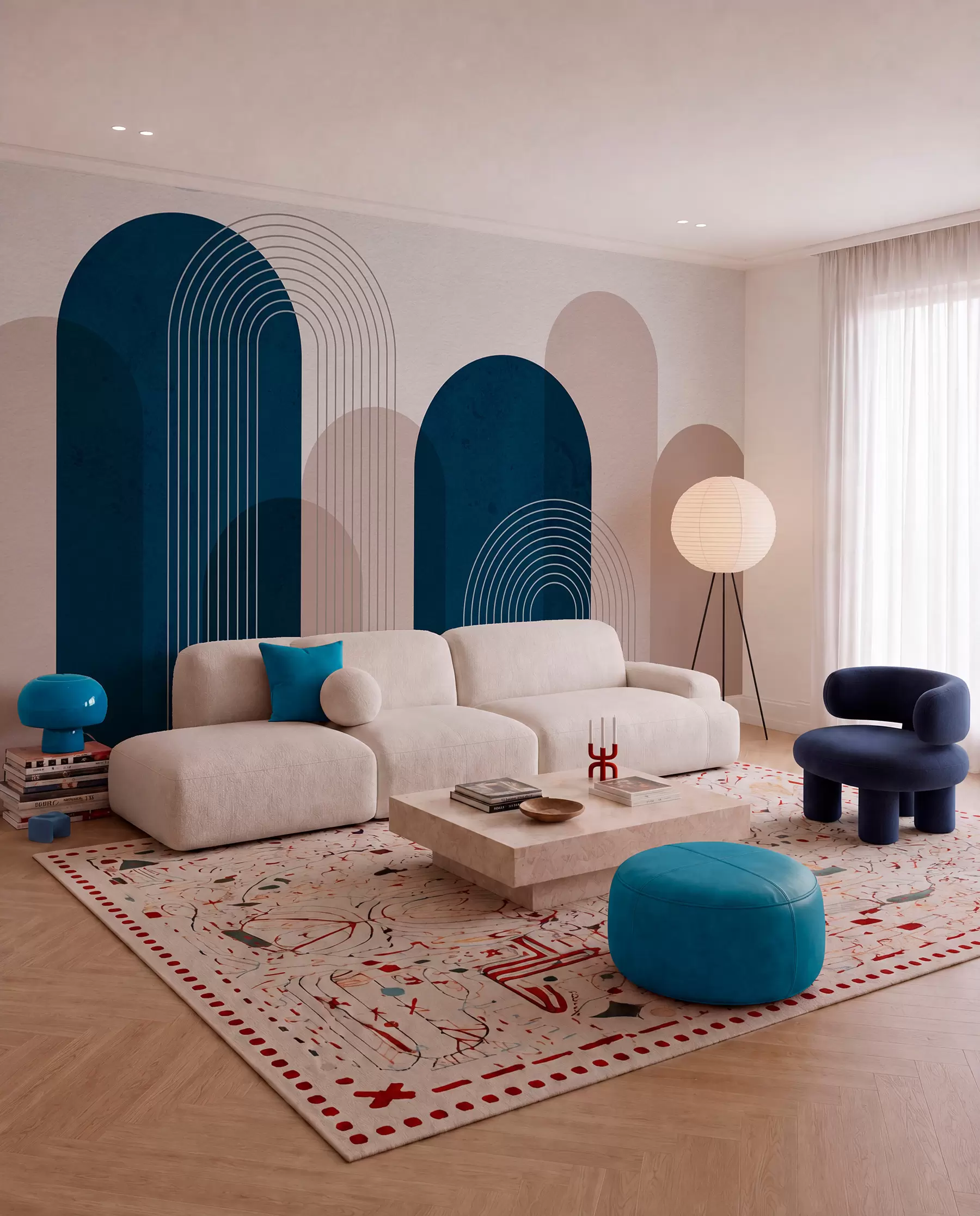 carta da parati Ritmo di archi blu notte nr. u73098