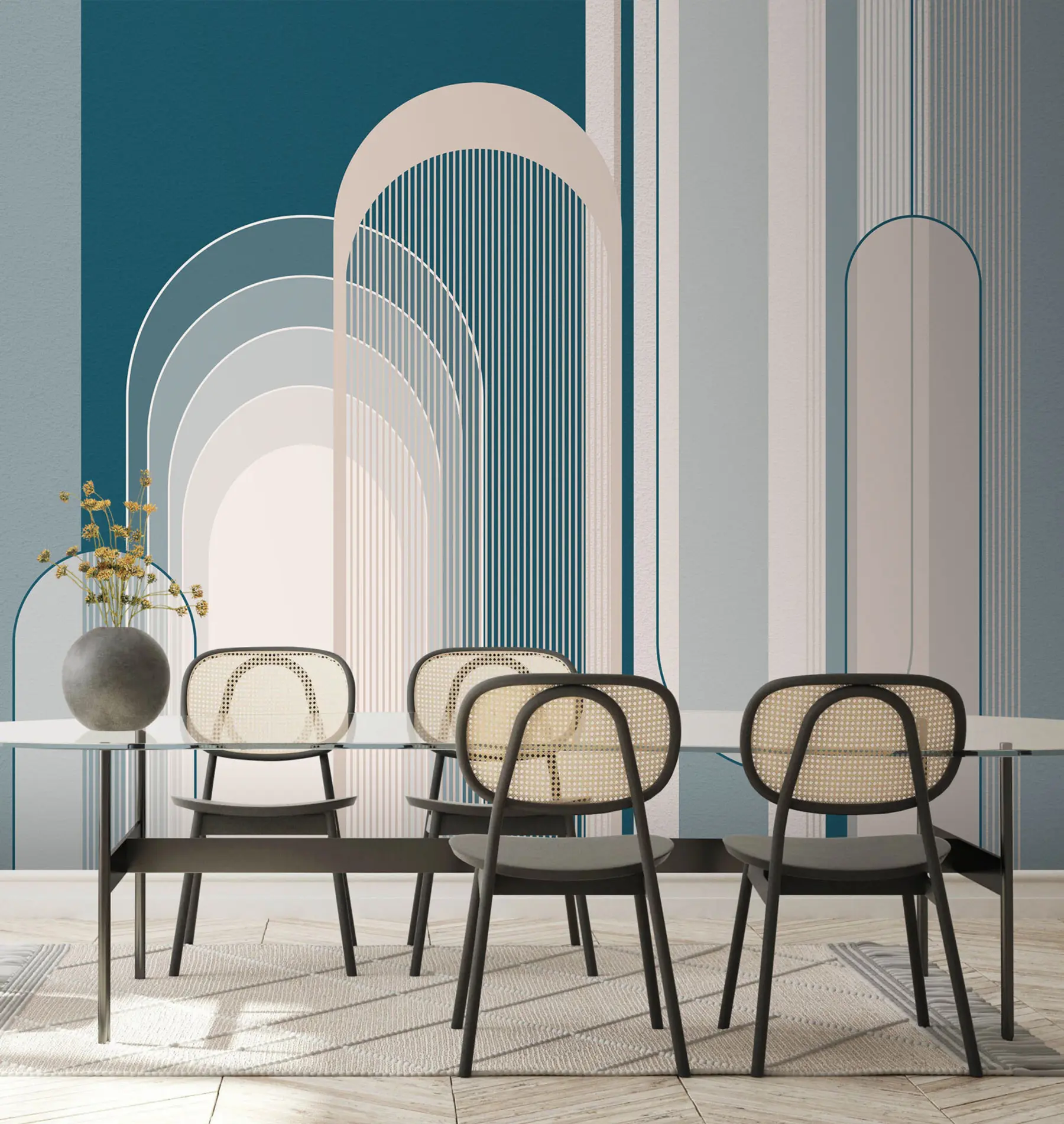 carta da parati Composizione astratta di pareti con design minimalista nr. u73099