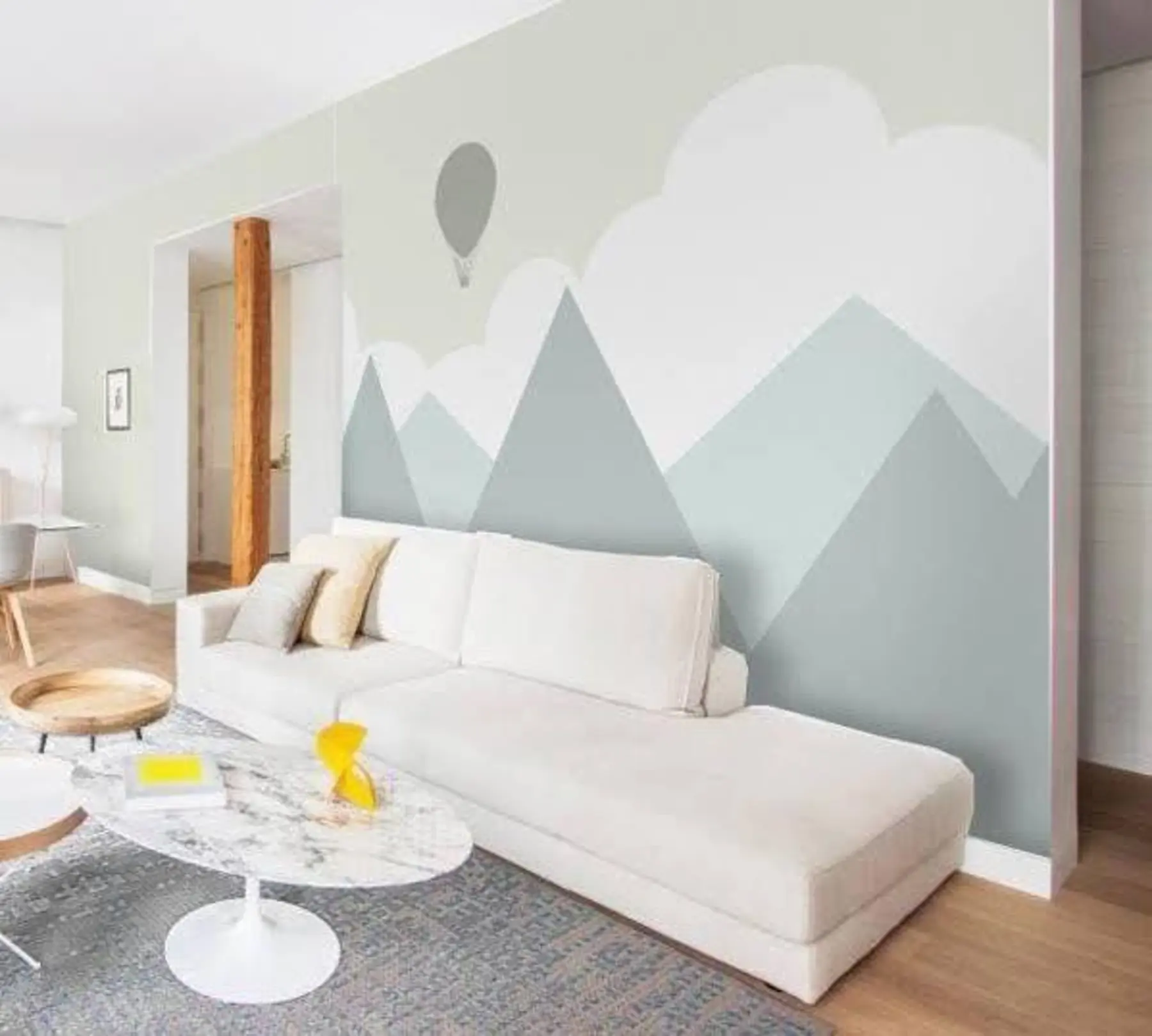 carta da parati Mongolfiera sullo sfondo delle montagne di menta nr. u93555