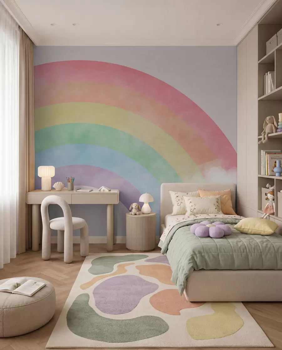 carta da parati Arcobaleno tra nuvole soffici nr. u93619
