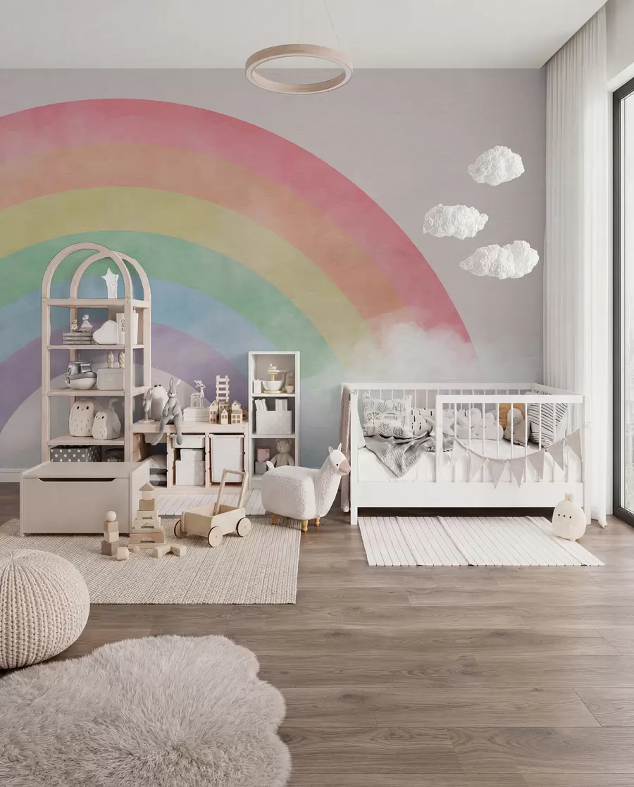 carta da parati Arcobaleno tra nuvole soffici nr. u93619