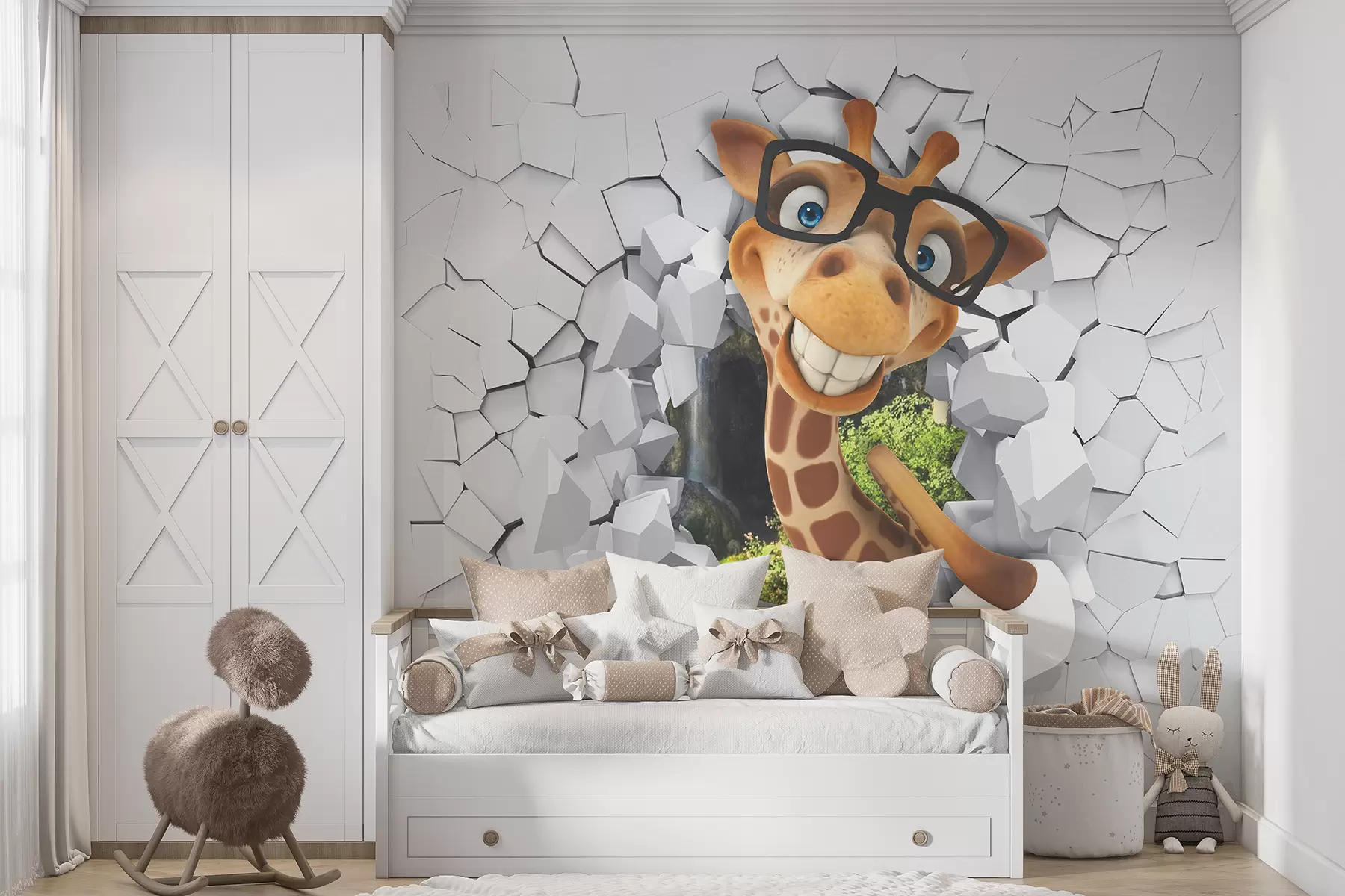 Carta da parati per Bambini Giraffa 3d 