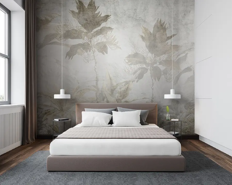 Carta da parati nature Marrone, ramoscello e botanica 