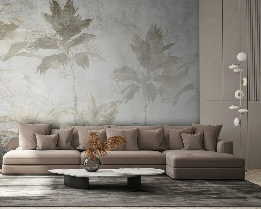 Carta da parati nature Marrone, ramoscello e botanica 