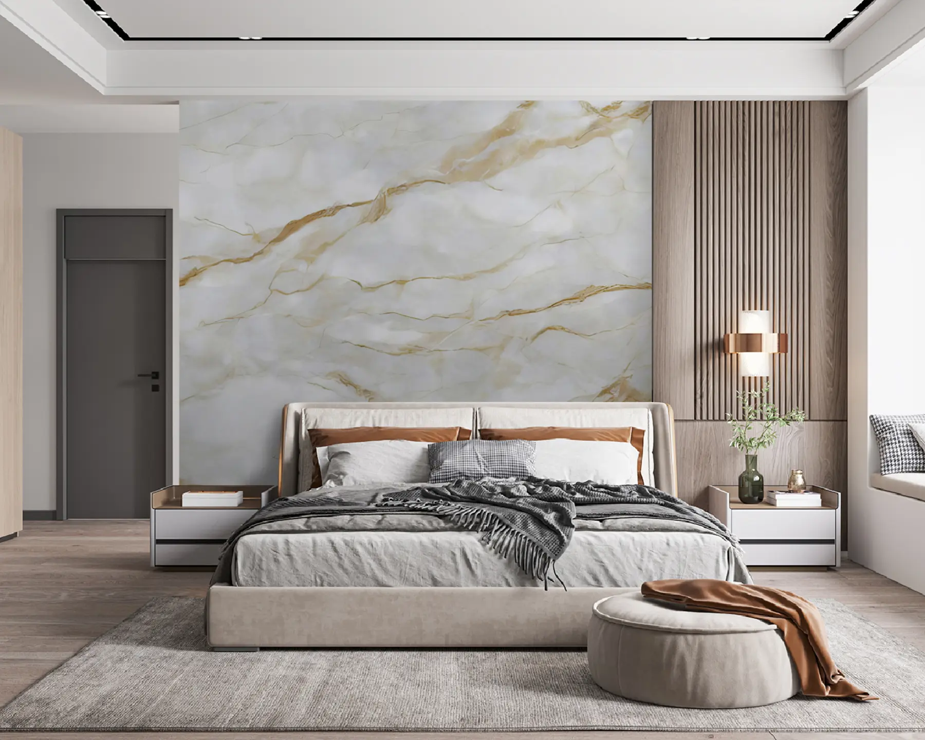 carta da parati Marmo bianco con righe beige nr. u93433