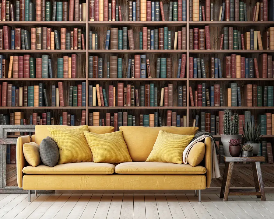 Carta da parati che aumenta lo spazio Biblioteca impressionante
