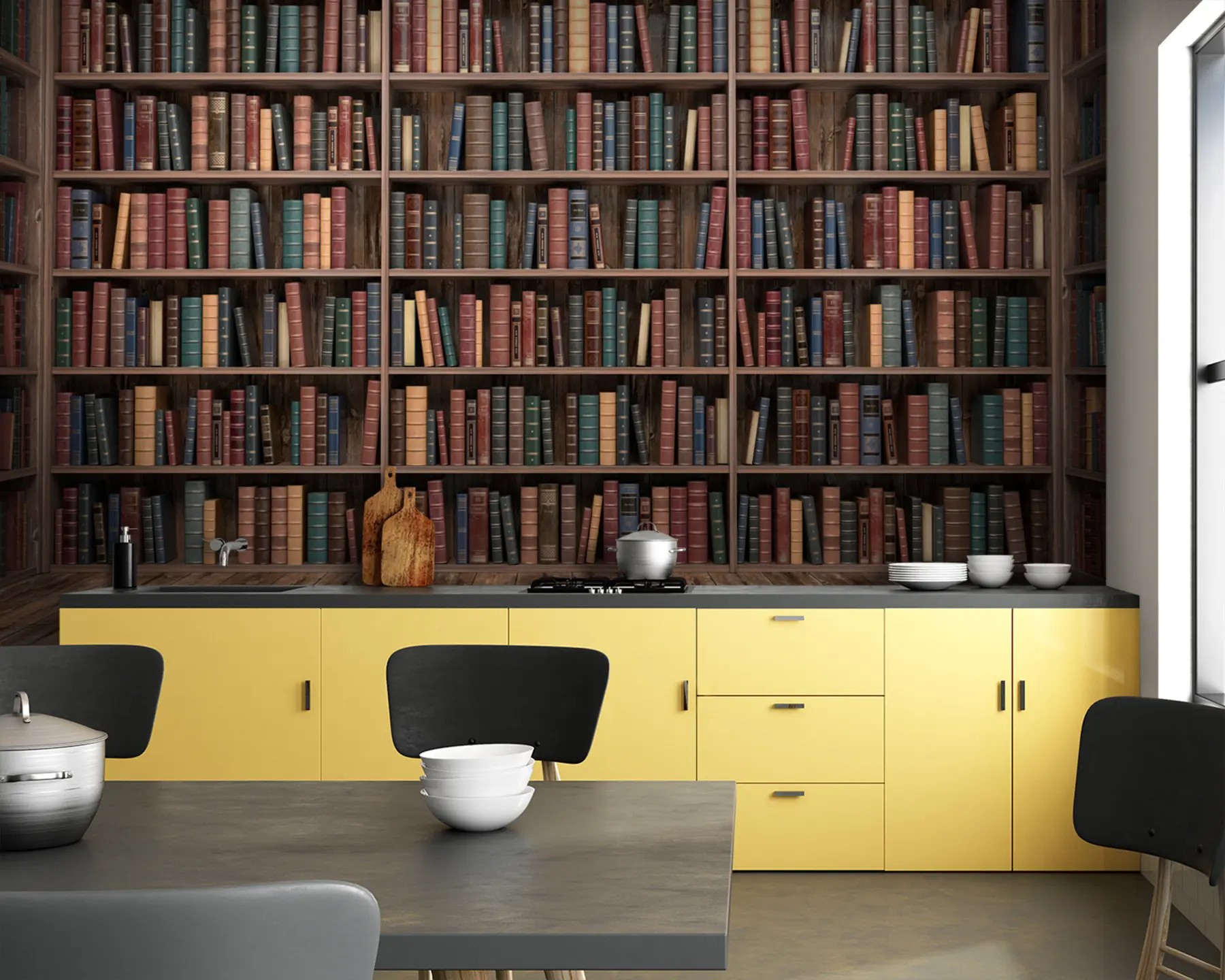 Carta da parati che aumenta lo spazio Biblioteca impressionante