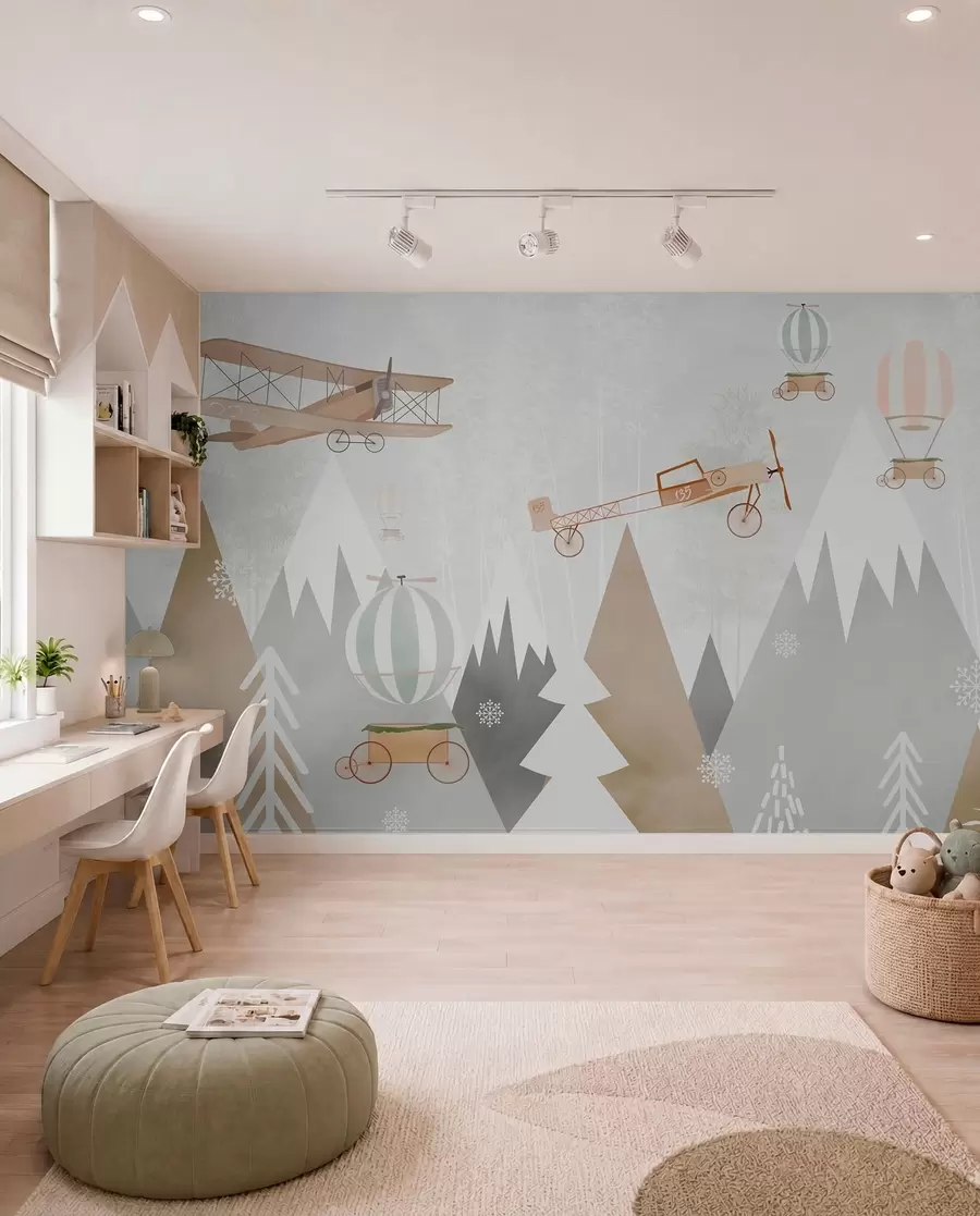carta da parati Montagne e aeroplani, stile scandinavo nr. u73961