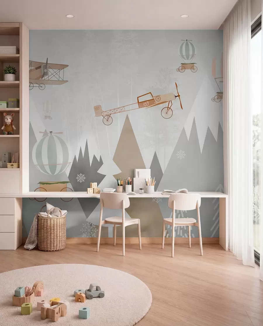carta da parati Montagne e aeroplani, stile scandinavo nr. u73961