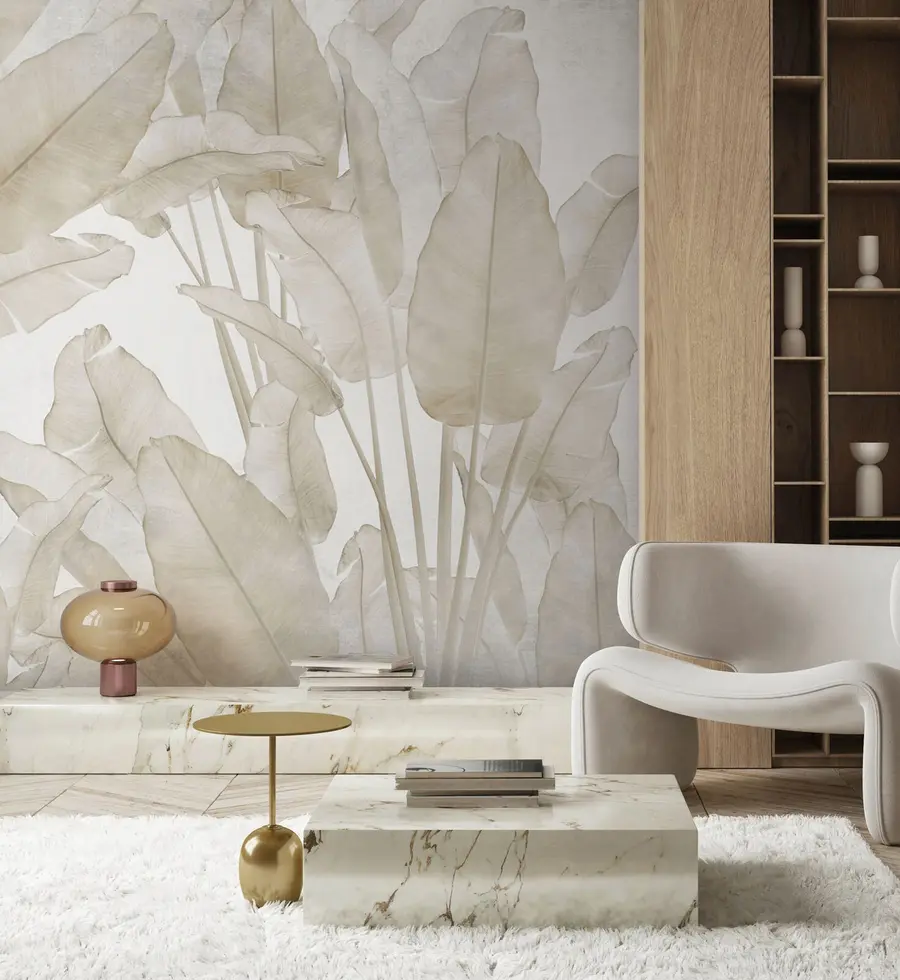 Carta da parati nature Tendenza delle foglie di banano 