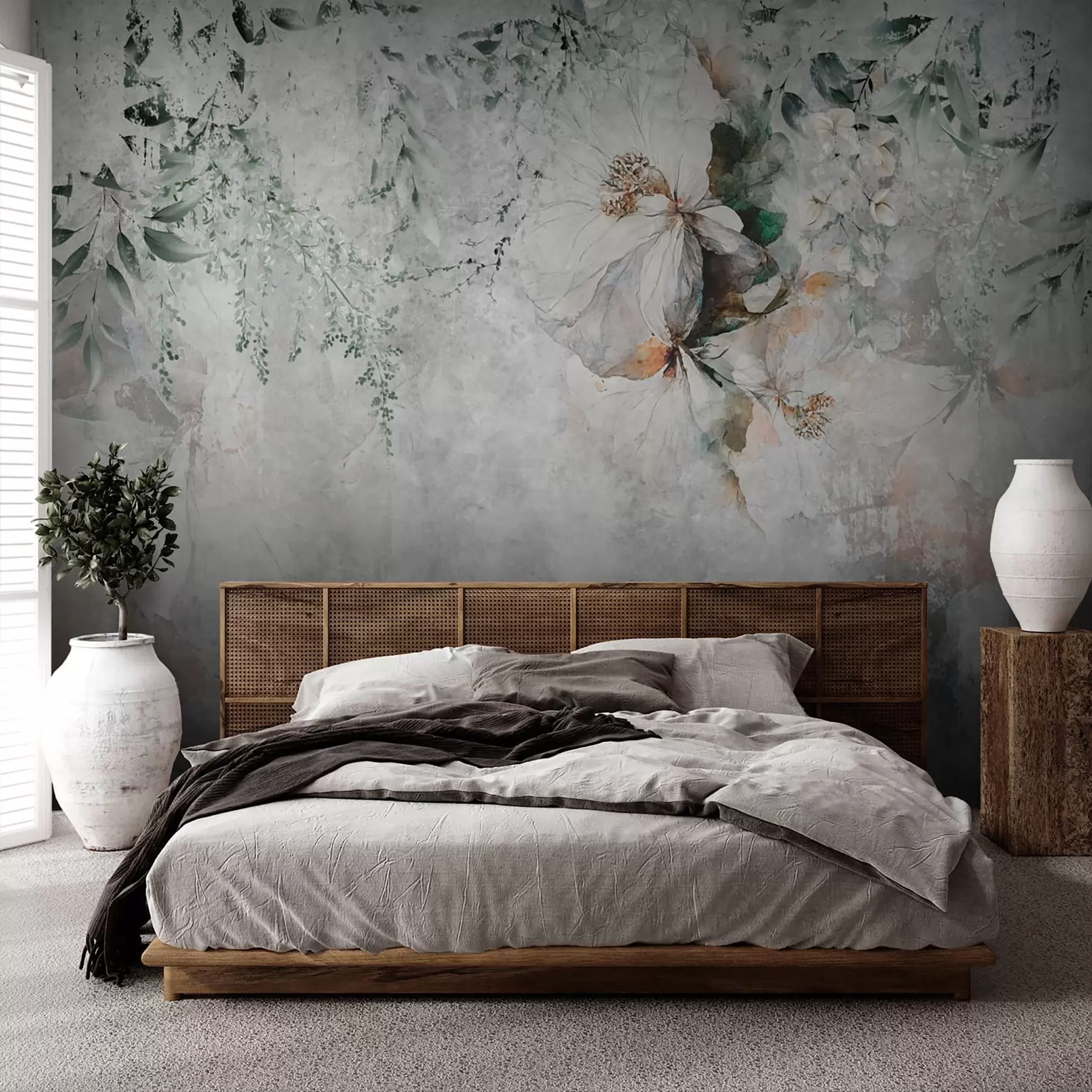 Carta da parati Floreale Fiore su priorità bassa concreta del grunge n. u73969