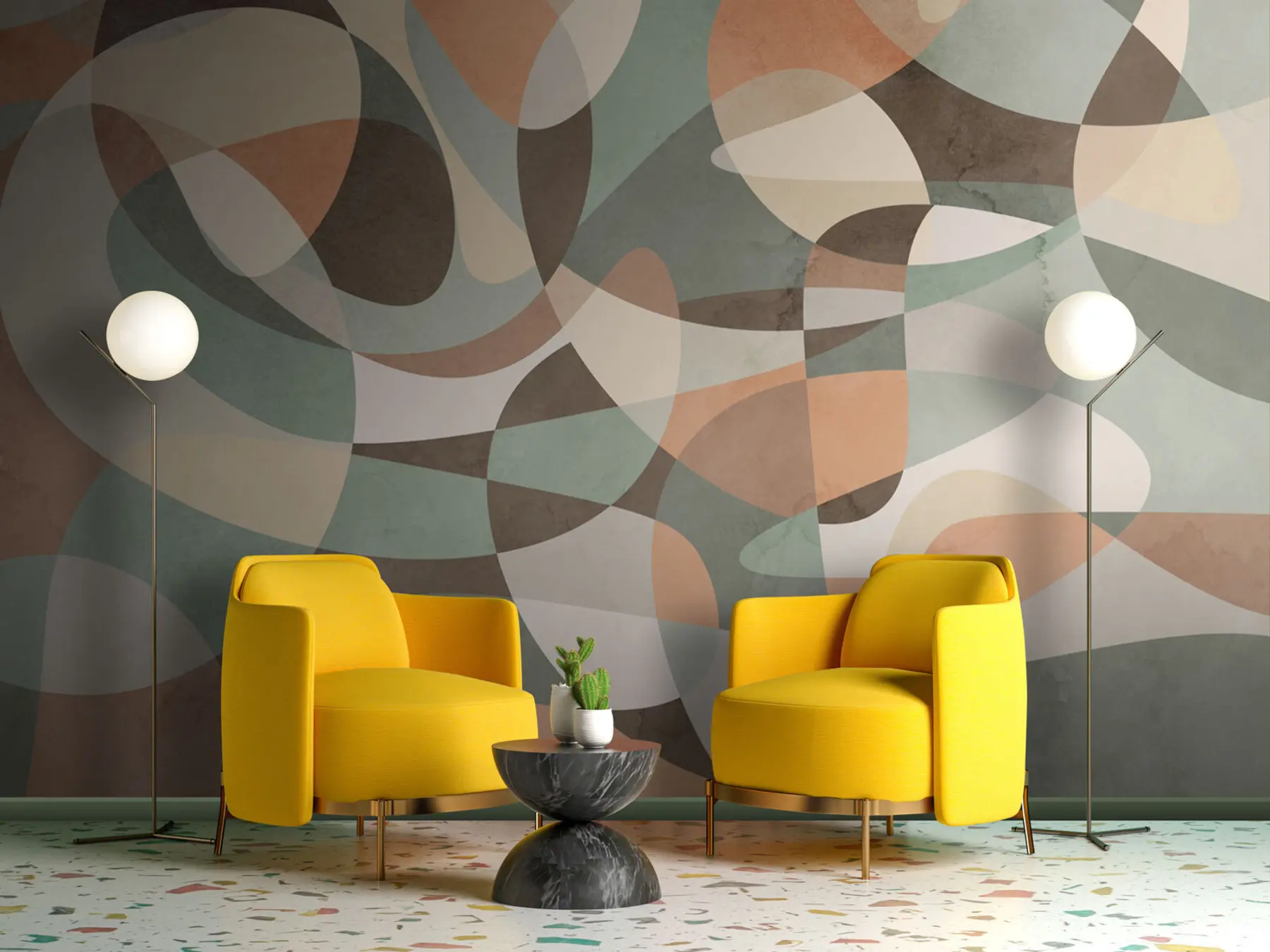 carta da parati Tendenza retrò geometrica nr. u73971