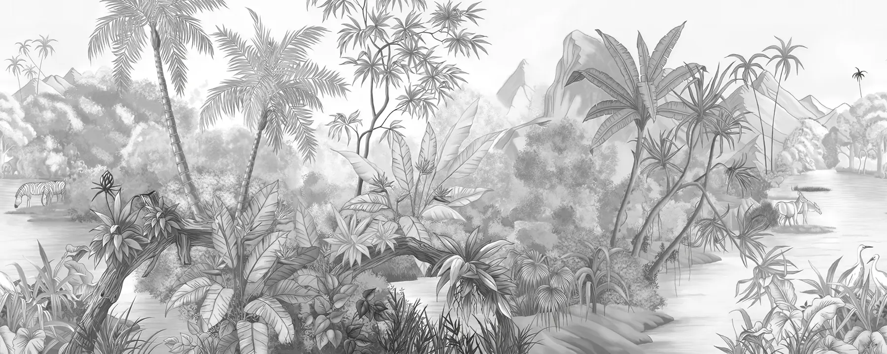 carta da parati tropici in bianco e nero nr. u59039