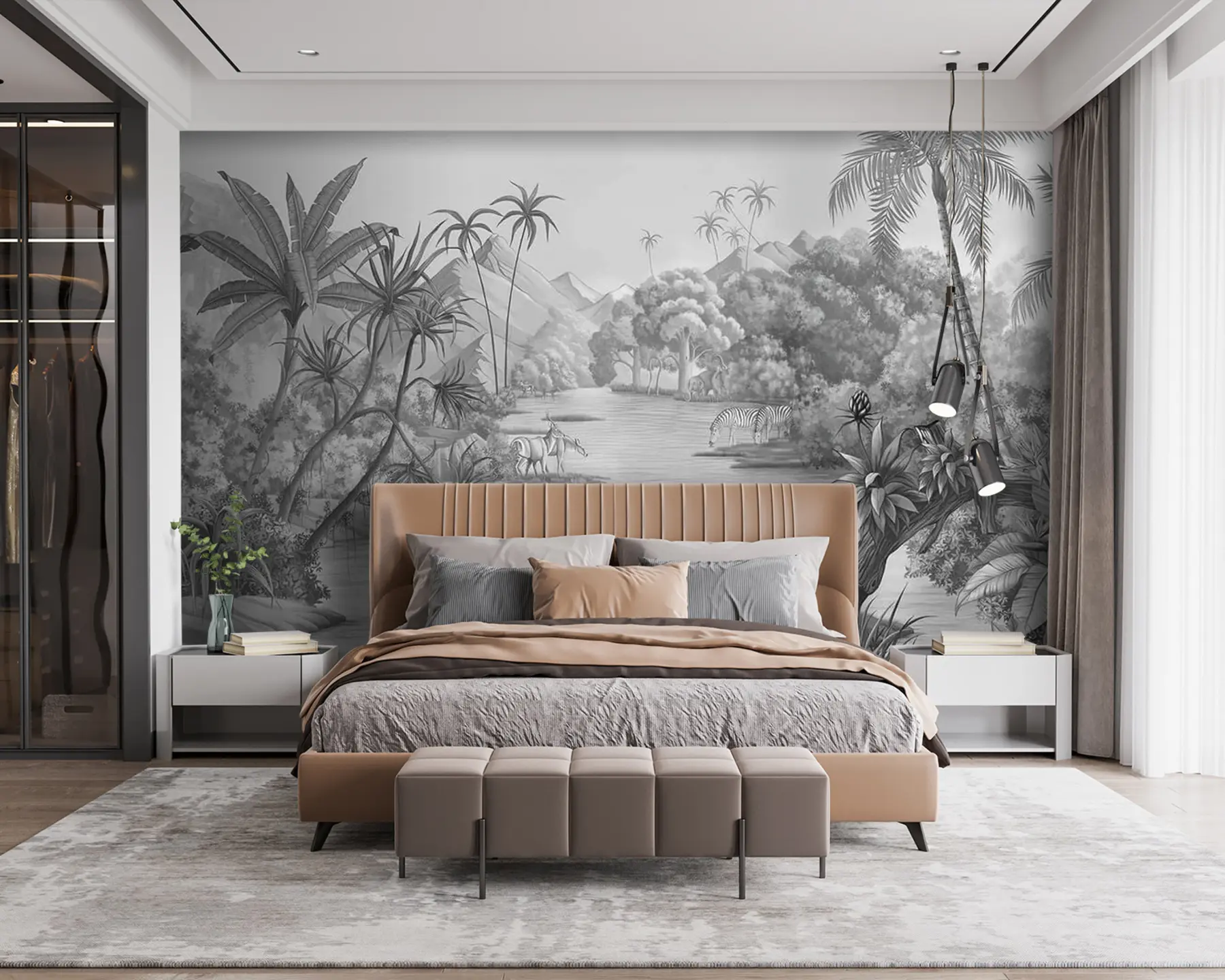 carta da parati Tropici in bianco e nero nr. u59040