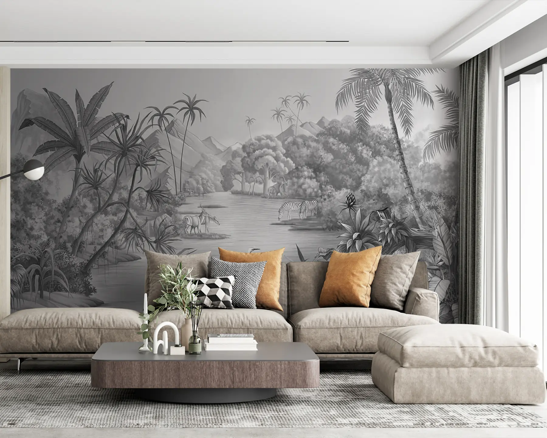 carta da parati Tropici in bianco e nero nr. u59040