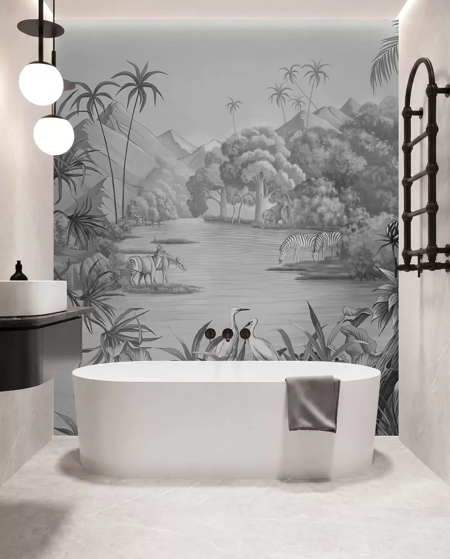 carta da parati Tropici in bianco e nero nr. u59040