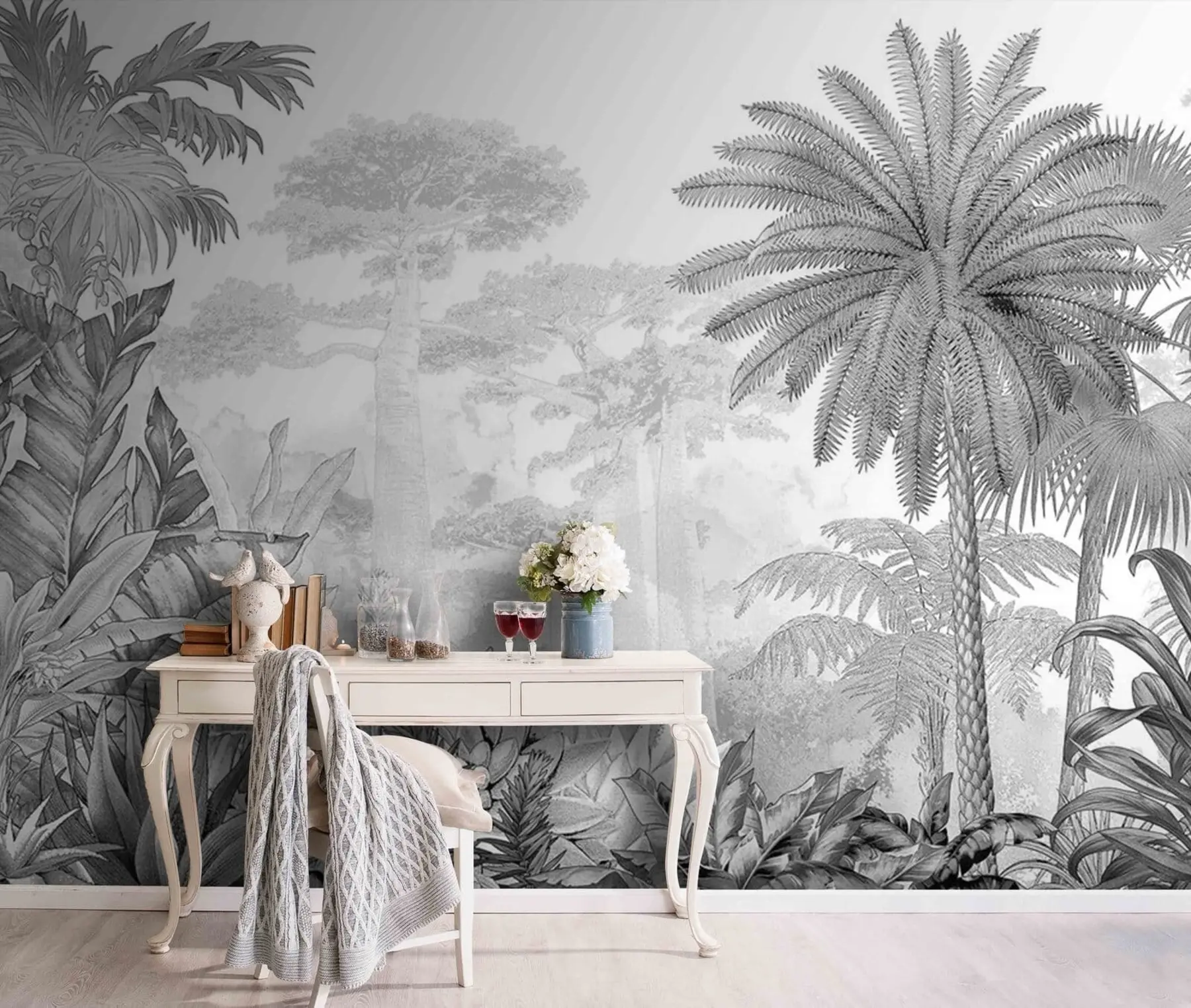 carta da parati Tropici. Disegno a inchiostro nr. u59041