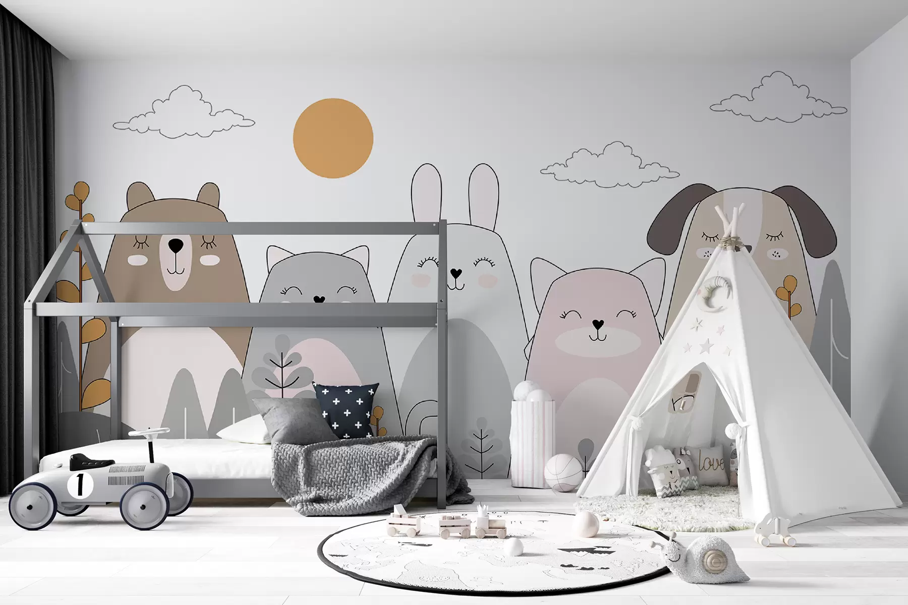 Carta da parati per Bambini Animali adorabili 