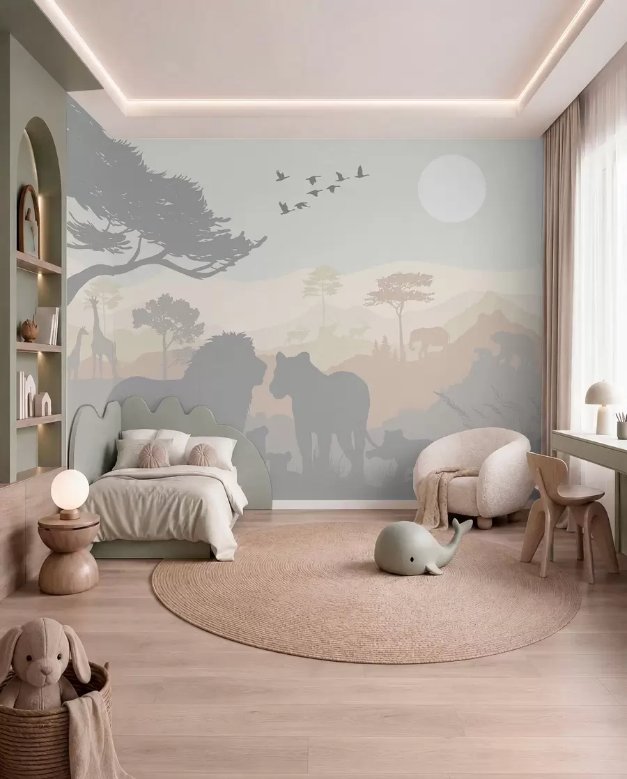 Carta da parati per Bambini Safari 