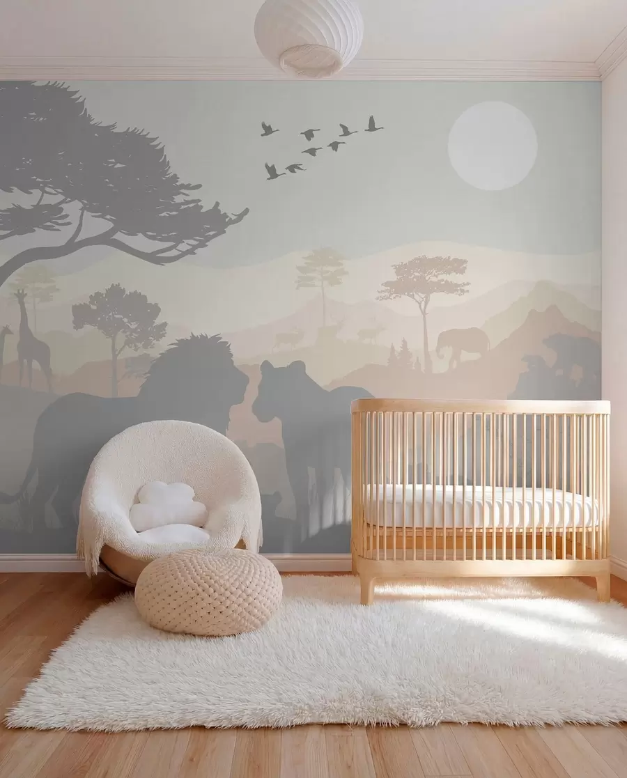 Carta da parati per Bambini Safari 