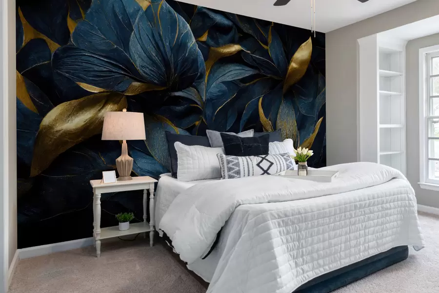 Carta da parati 3D Fiori reali blu 