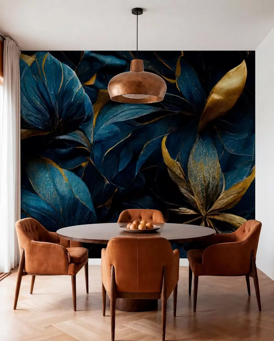 Carta da parati 3D Fiori reali blu 