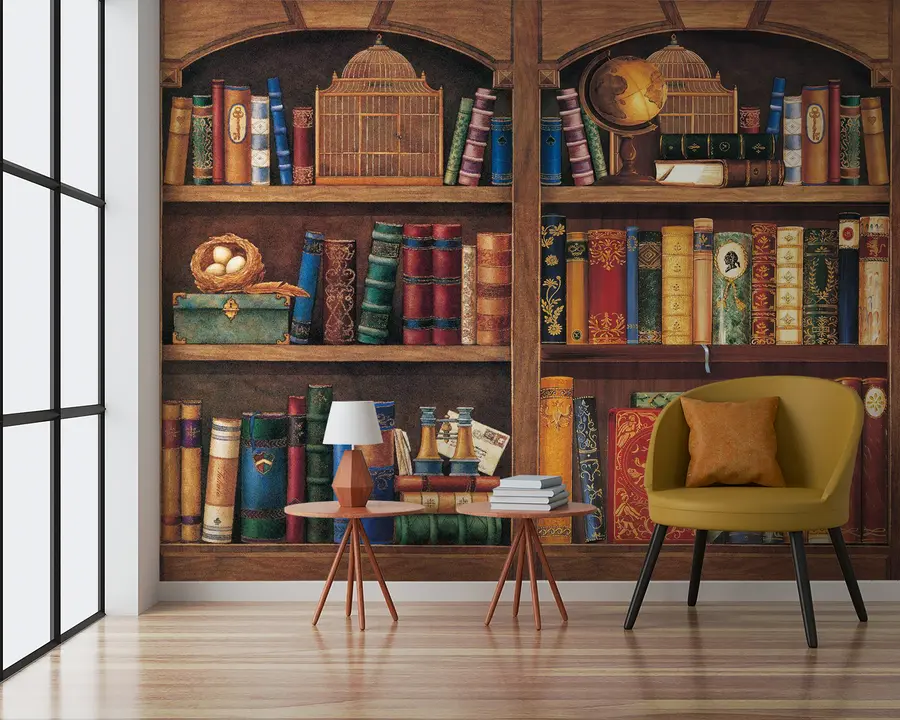 Carta da parati che aumenta lo spazio Scaffale, libreria e mobili
