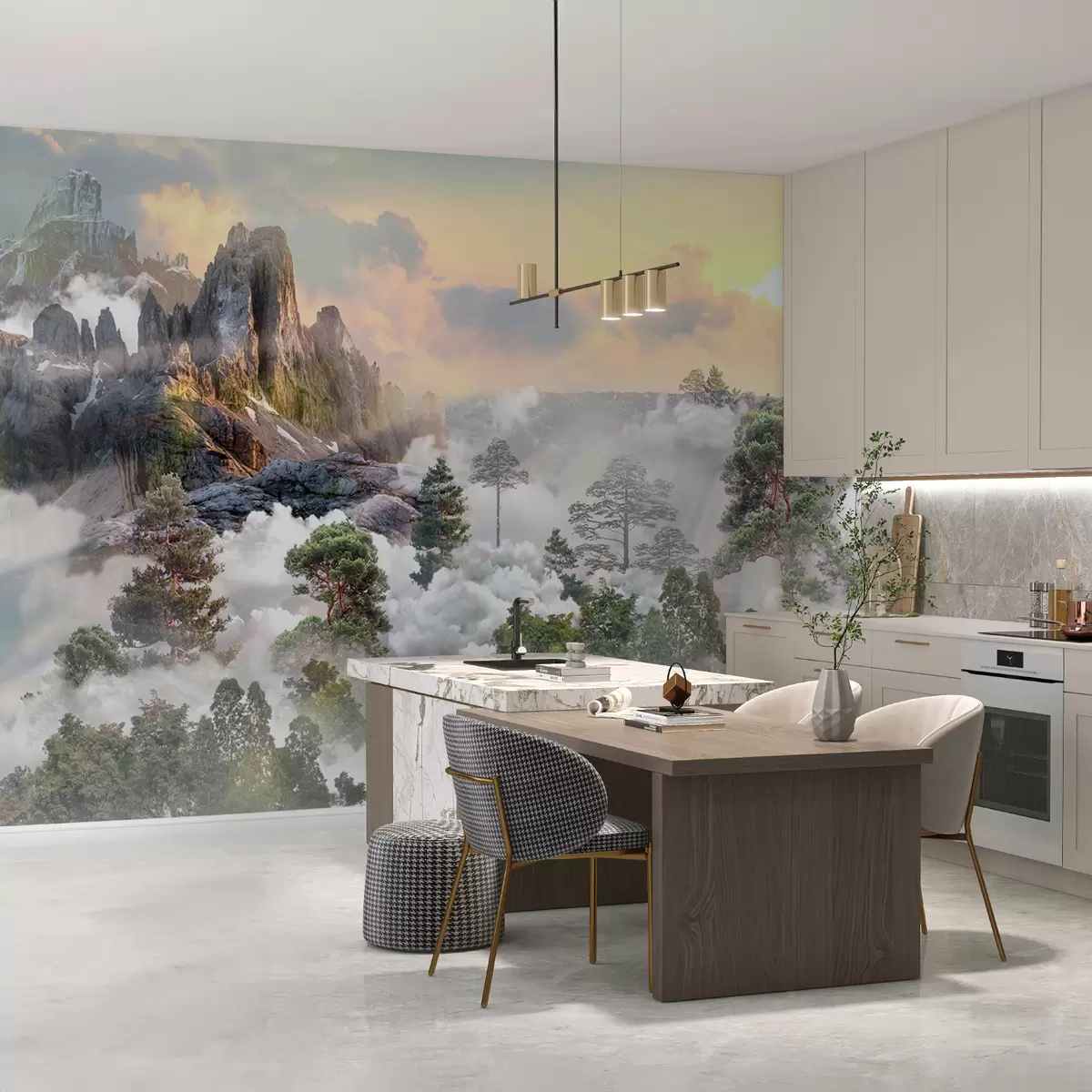 carta da parati Pineta nella nebbia nr. u80212