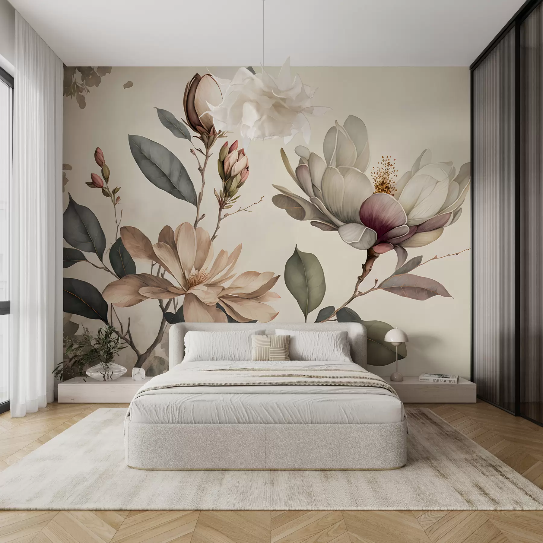 Carta da parati Floreale Illustrazione di Magnolia n. u93020