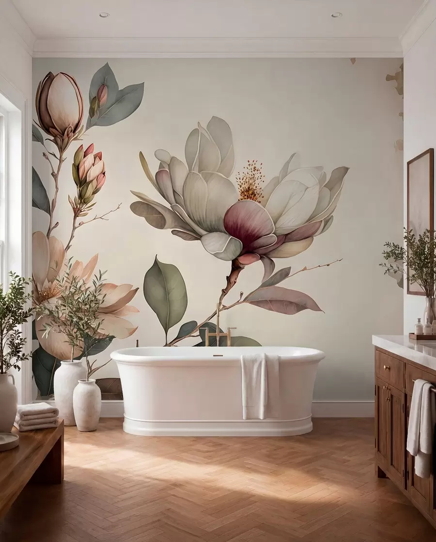 Carta da parati Floreale Illustrazione di Magnolia n. u93020