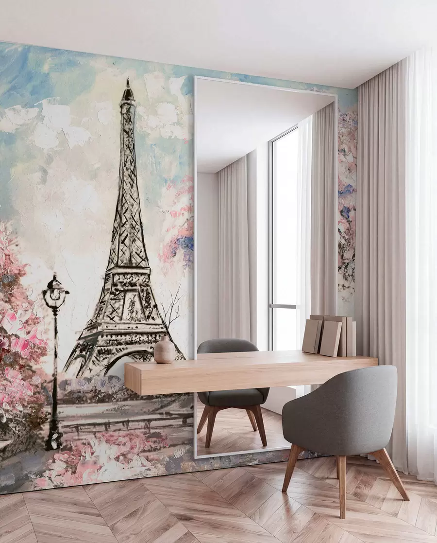 Carta da parati con la vista di città Vista stradale di Parigi 