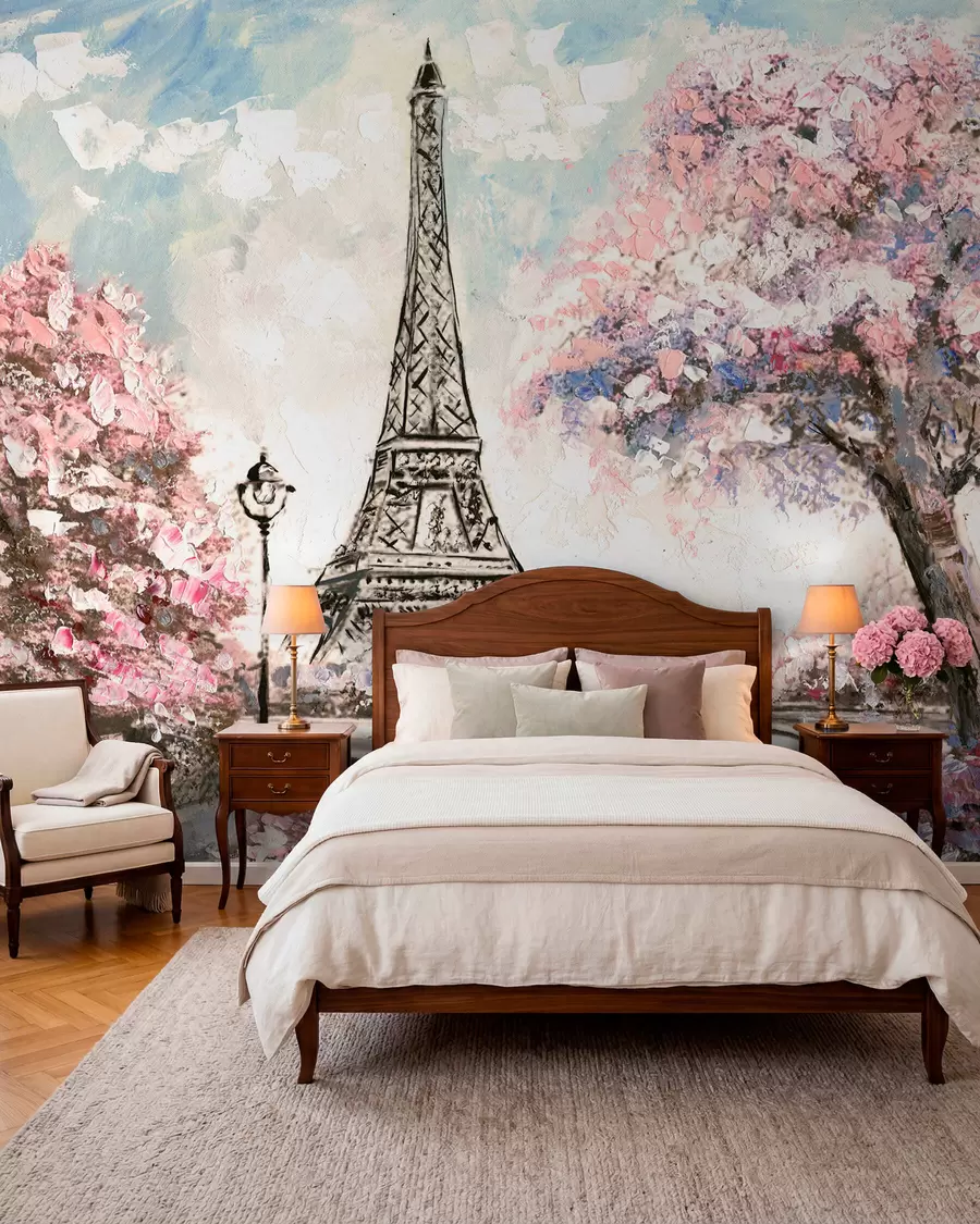 Carta da parati con la vista di città Vista stradale di Parigi 