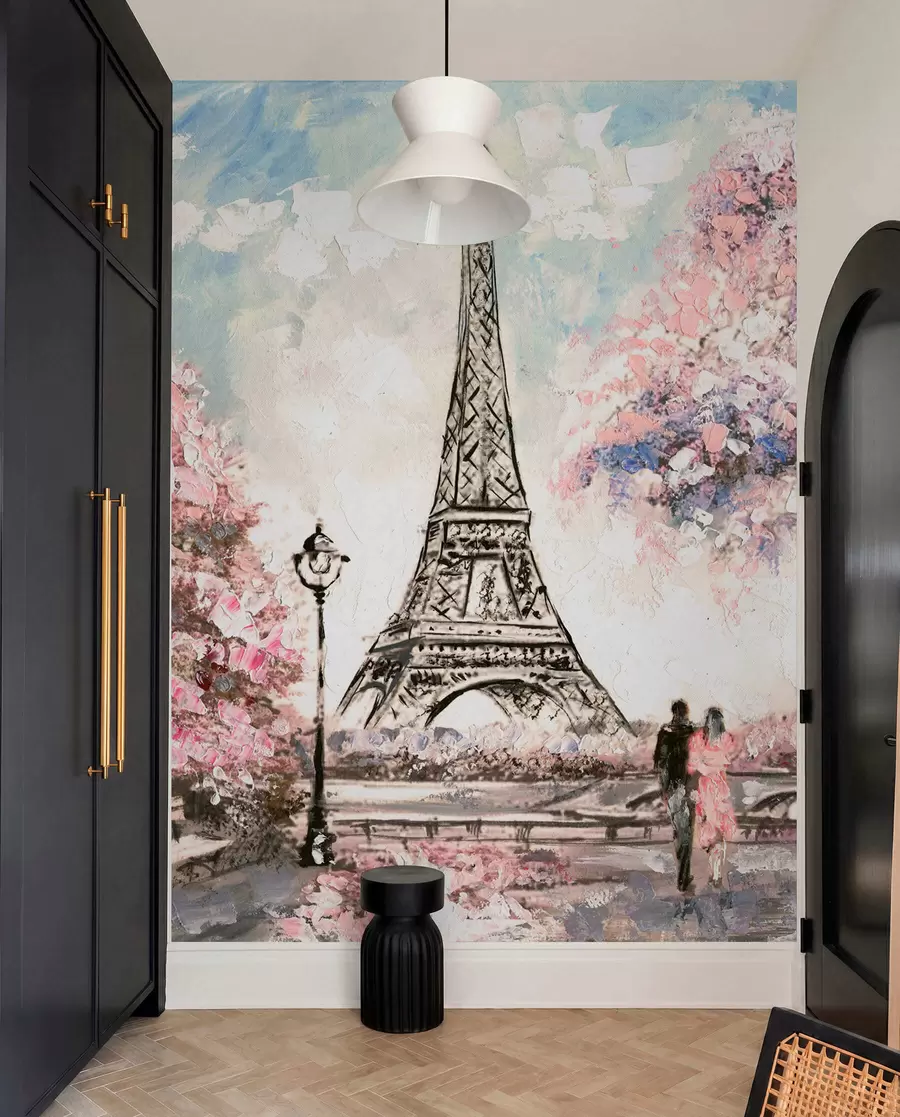 Carta da parati con la vista di città Vista stradale di Parigi 