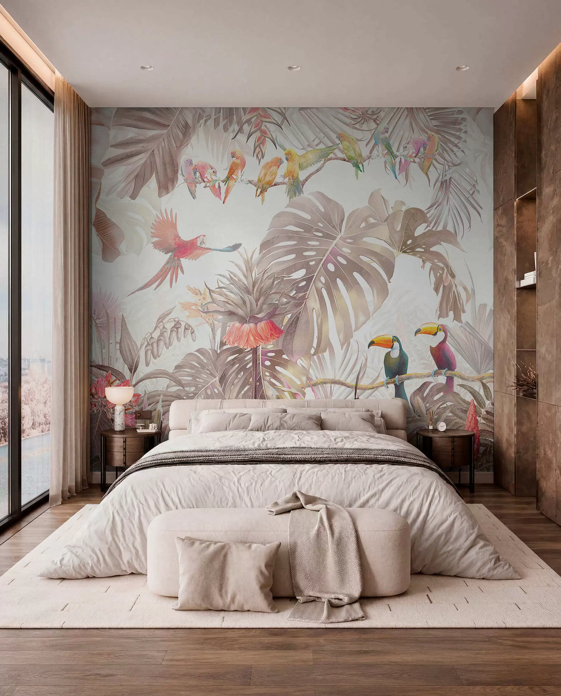 carta da parati Uccelli e pappagalli luminosi nei tropici nr. u74490