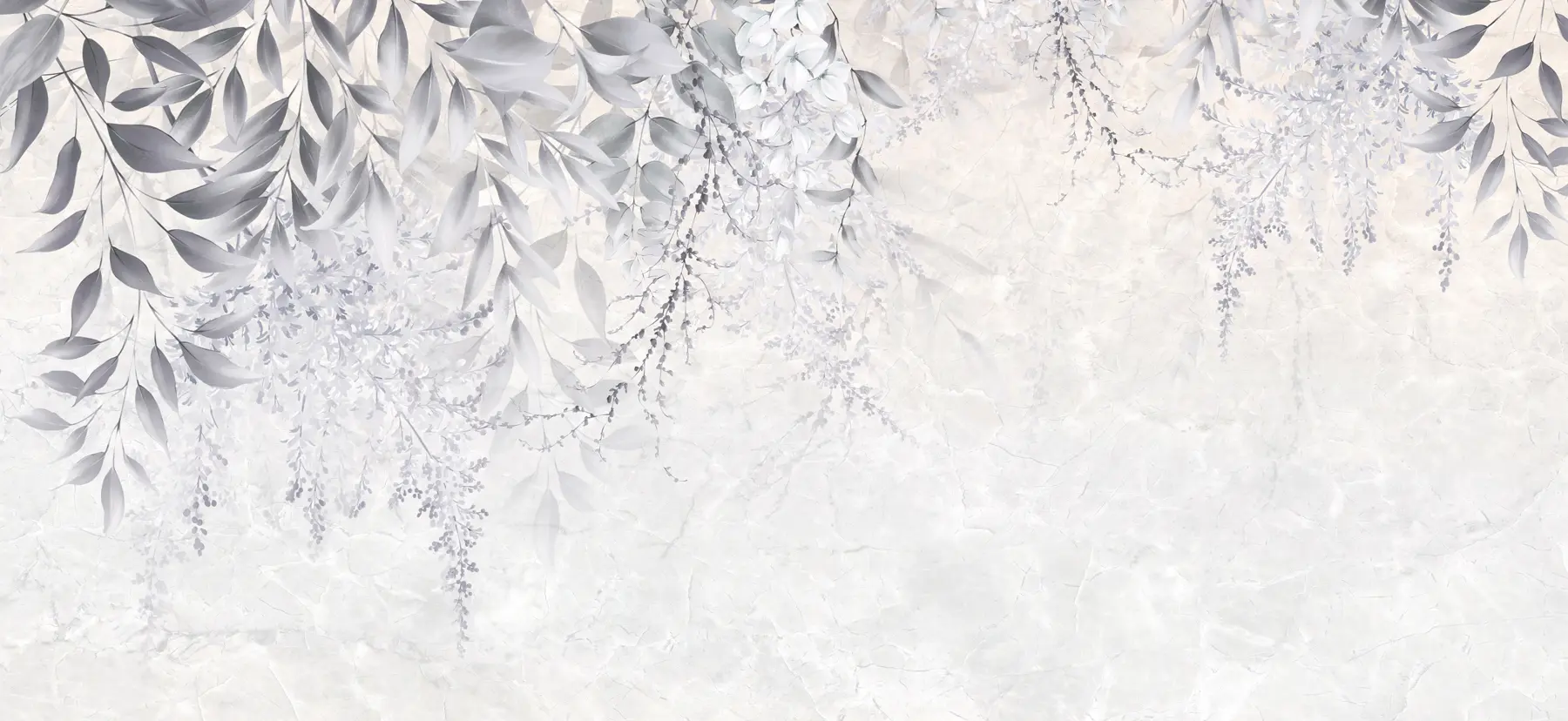 carta da parati Foglie grigie con fiori nr. u94228