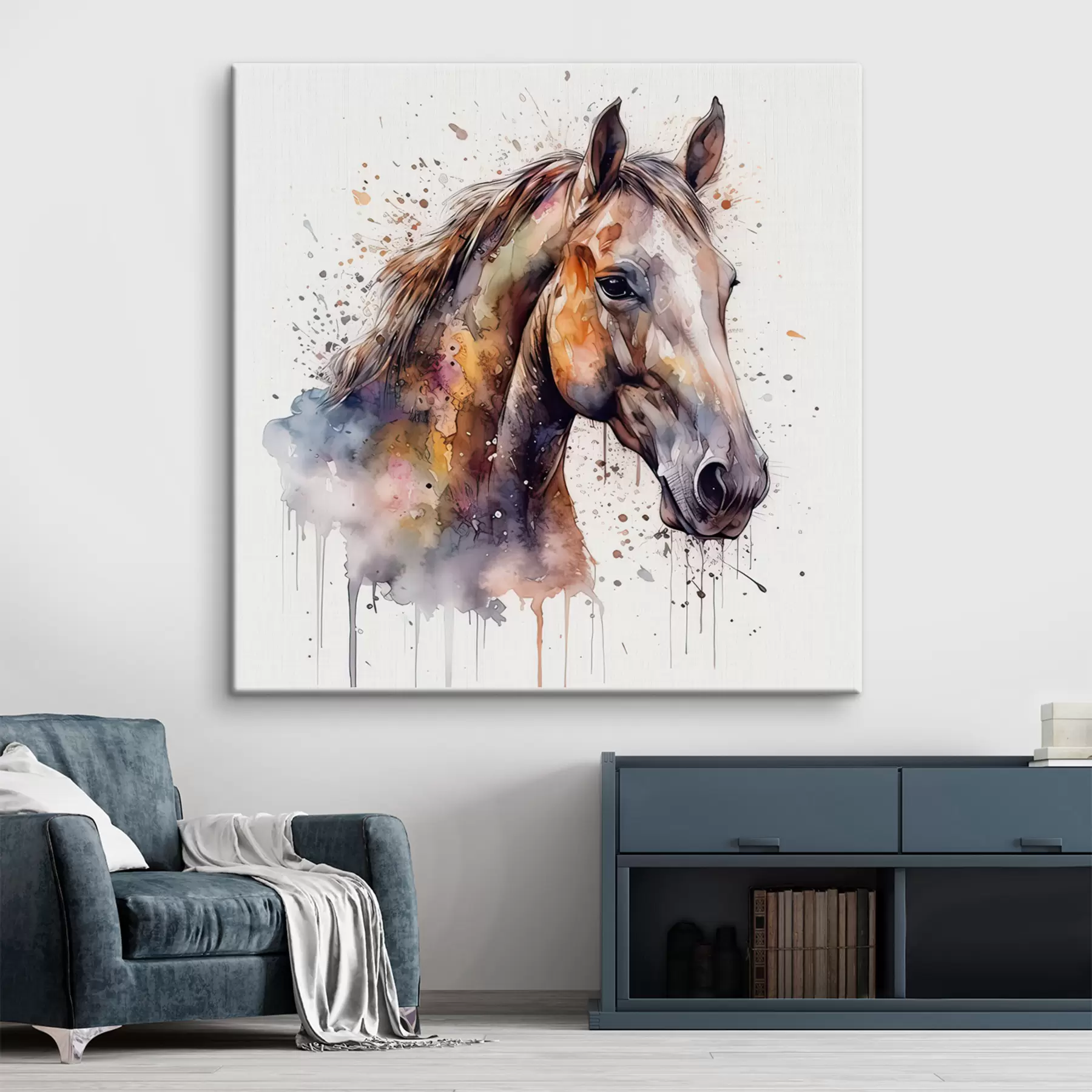 carta da parati Cavallo, testa e pittura artistica nr. s32324