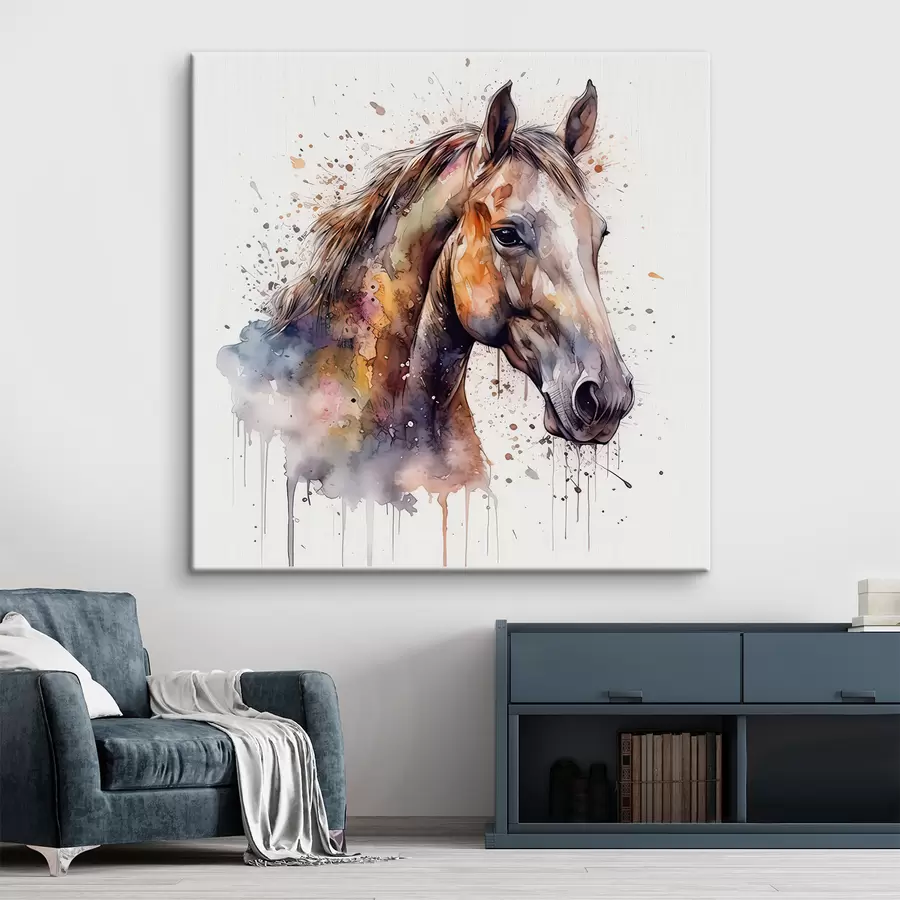 carta da parati Cavallo, testa e pittura artistica nr. s32324