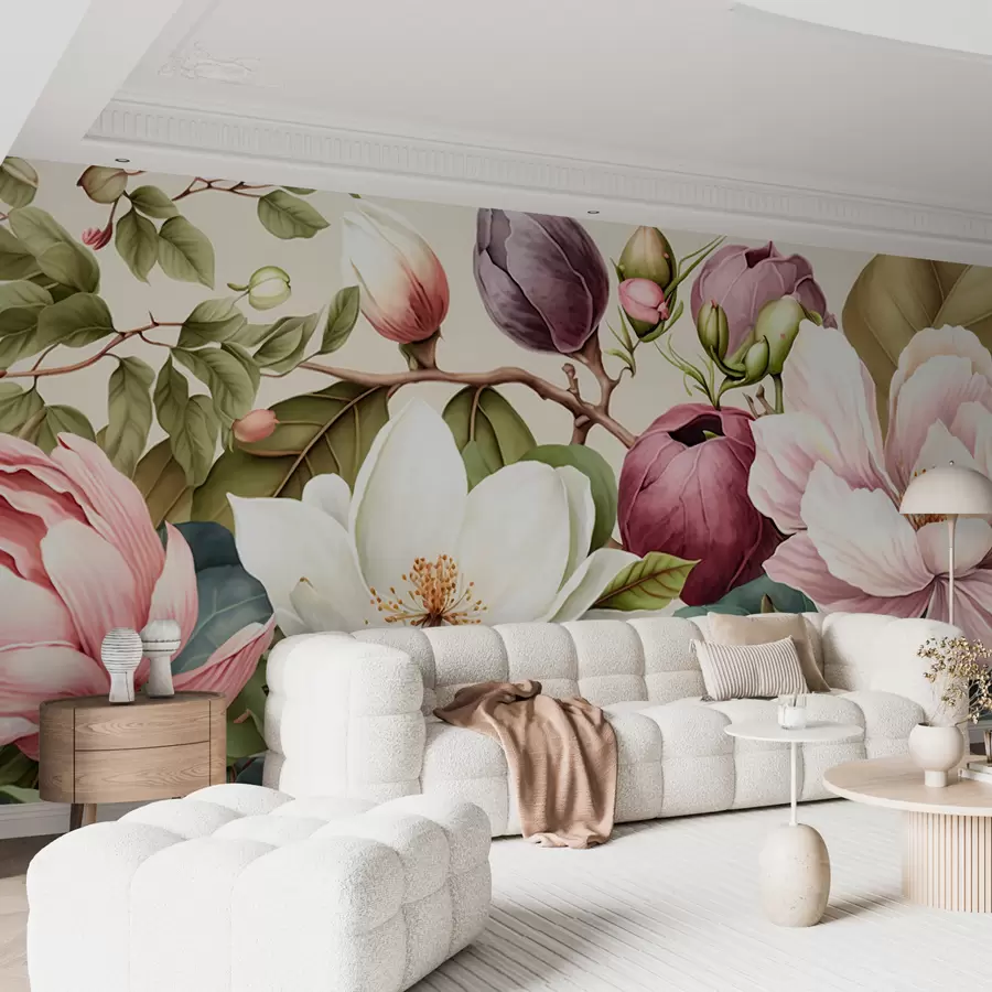 Carta da parati Floreale pennello leggero per fiori ad acquerello n. u70654