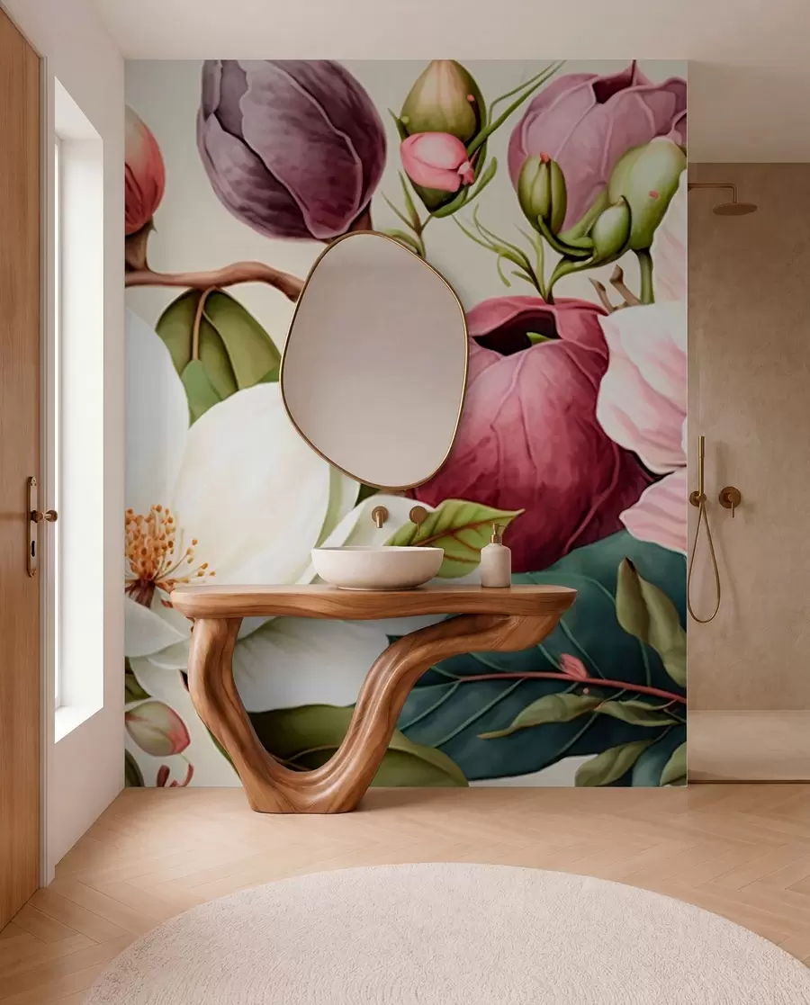 Carta da parati Floreale pennello leggero per fiori ad acquerello n. u70654