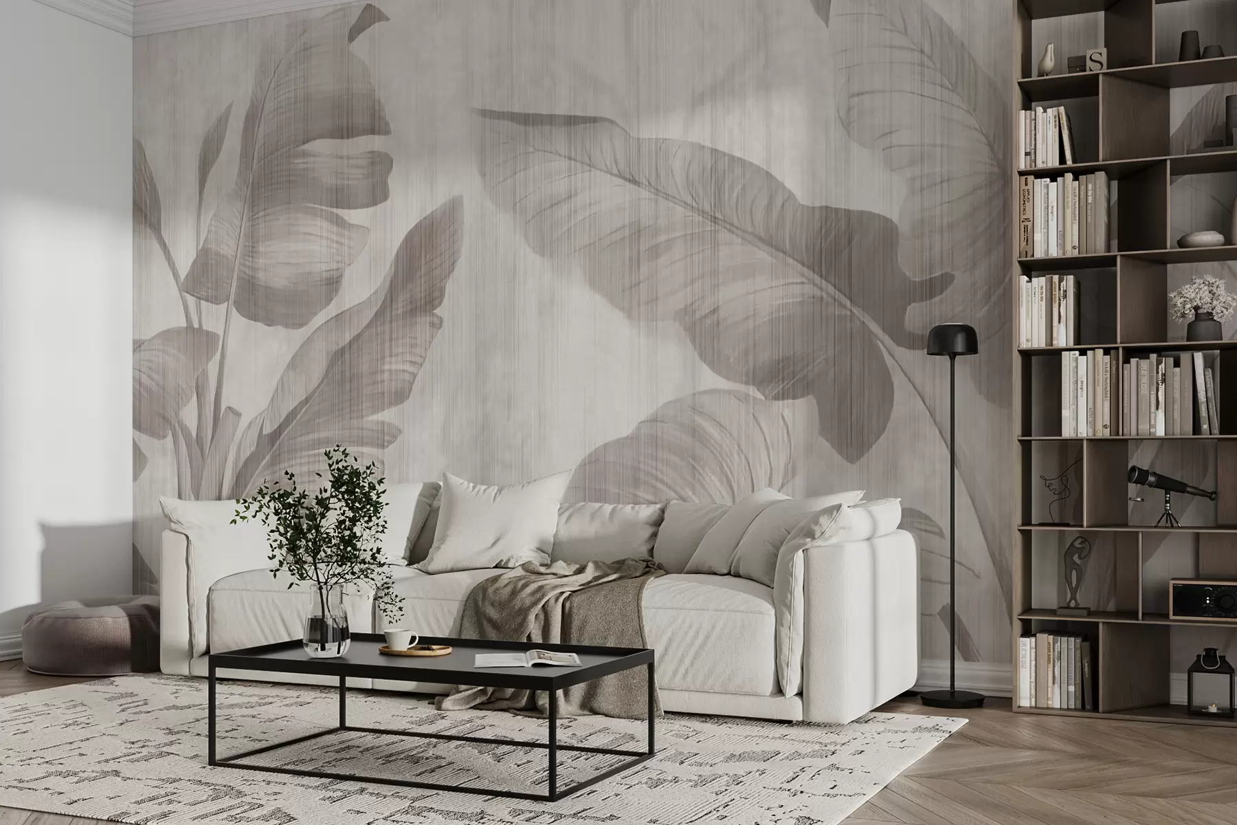 Carta da parati Tropici della Foresta Foglie tropicali in stile grunge n. u00299