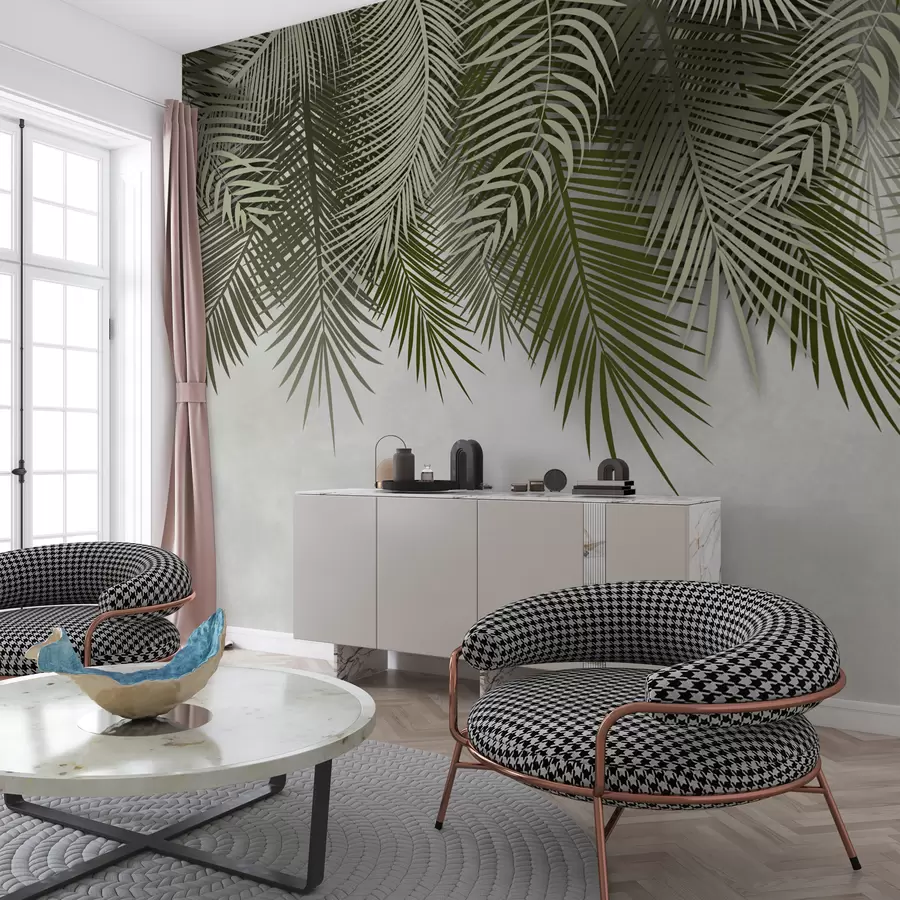 carta da parati Rami di palma con foglie tropicali nr. u94411