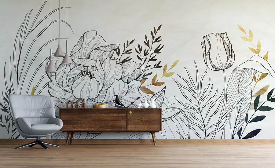 carta da parati fogliame di fiori nr. u94307