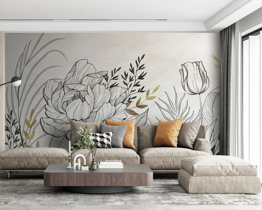 carta da parati fogliame di fiori nr. u94307