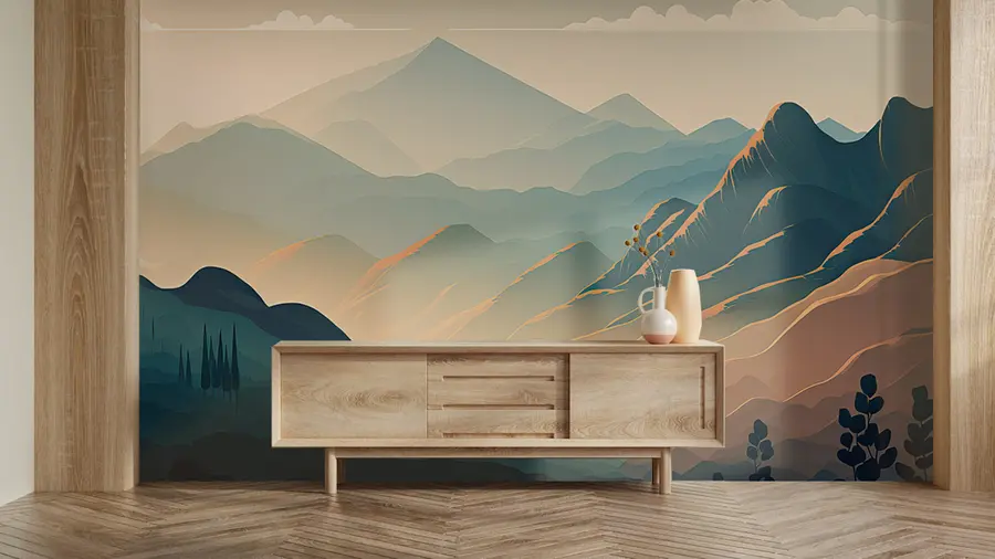 Carta da parati nature montagne fumose 