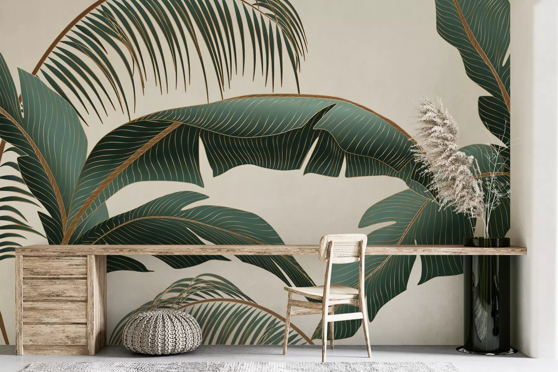 Carta da parati nature foglie di palma 