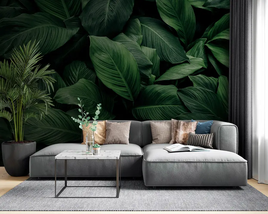 Carta da parati Foglie 3D Foglie tropicali astratte